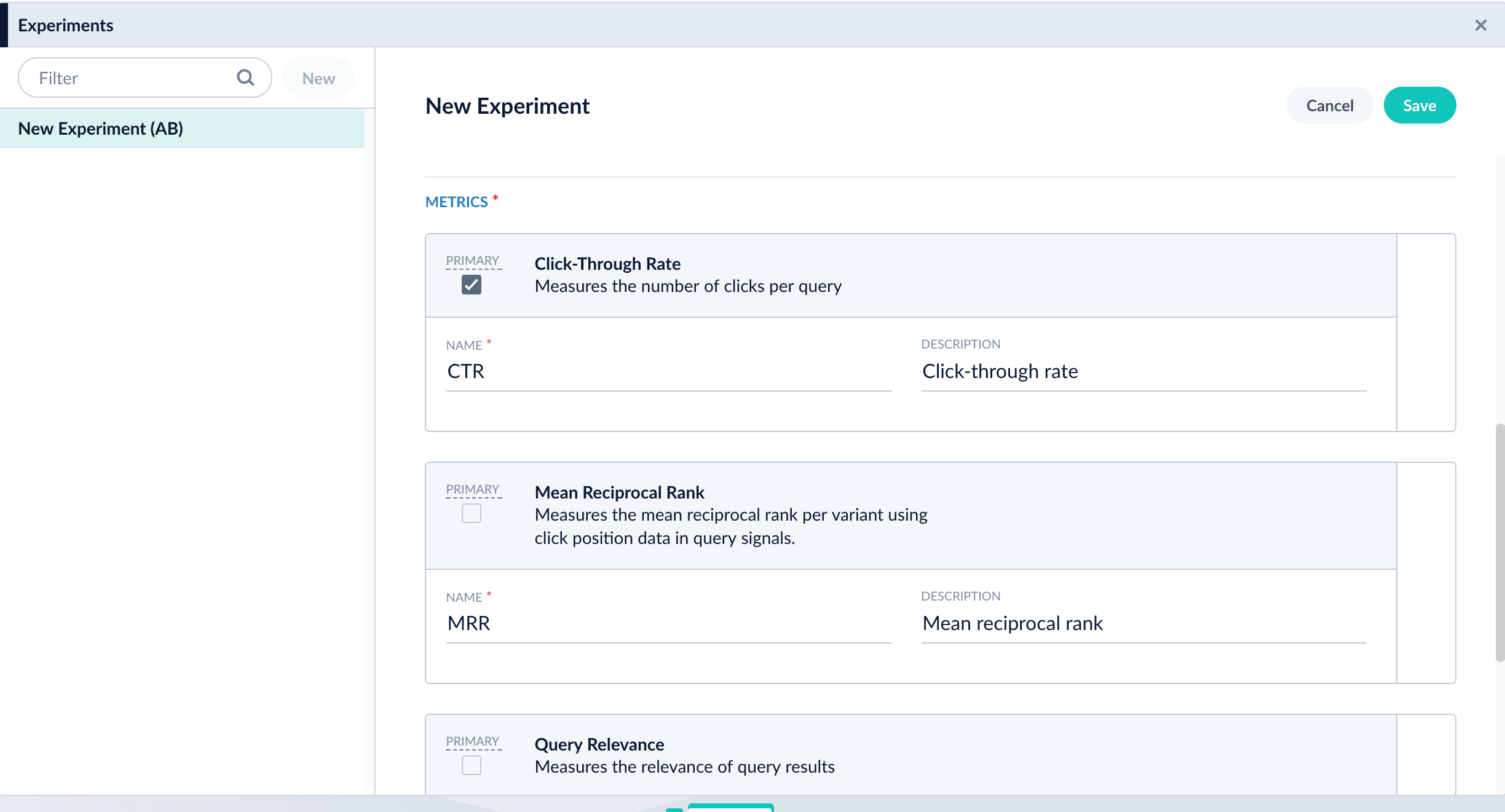 Add metrics in experiment