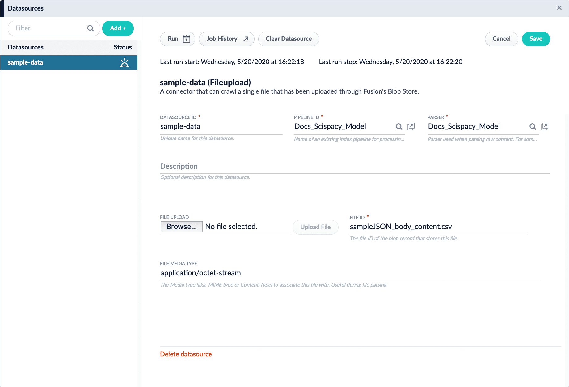 Datasource config